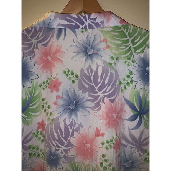 Vintage ALIA Pastel Hawaiian button down top size 18 - Picture 9 of 12